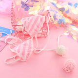 Sexy Lingerie Kawaii Blue White Stripe Suit Anime Cosplay Erotic Costumes Swimwear Bra Women Underwear Set Bikini Grils