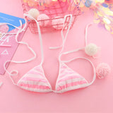 Sexy Lingerie Kawaii Blue White Stripe Suit Anime Cosplay Erotic Costumes Swimwear Bra Women Underwear Set Bikini Grils