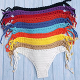 Women's Sport Sexy Bikini Thong Handmade Crochet Swimwear Bikini Bottom Hollow-out Low Waist Bathing Suit Bottoms